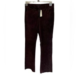 Theory NWT Pants Women's Merlot Suede Leather Fully Lined Bootcut size 4